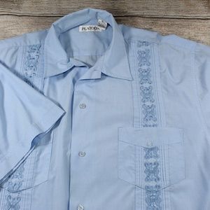 Platoon Men's Guayabera Cuban Shirt EUC